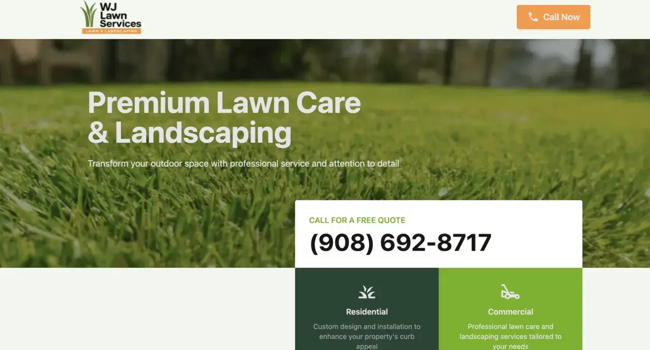 Screenshot of WJ Lawn & Landscaping Services